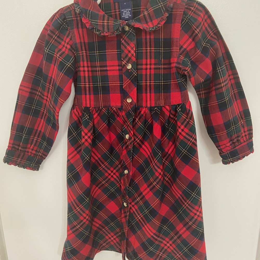 Ralph Lauren Red and Green Plaid Girls size 4 dress